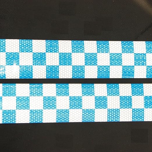 Reflective Tape Blue White 3 Inch x 168 Feet, Outdoor Waterproof Conspicuity Strong Adhesive Reflector for Vehicles Trailers