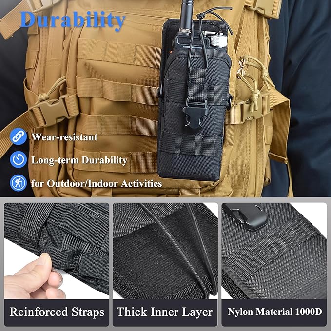 Versatile Walkie Talkie Holster Molle Radio Pouch Large Radio Holder for Motorola Baofeng Cobra Uniden Handheld Two Way Radio Ham CB Radio