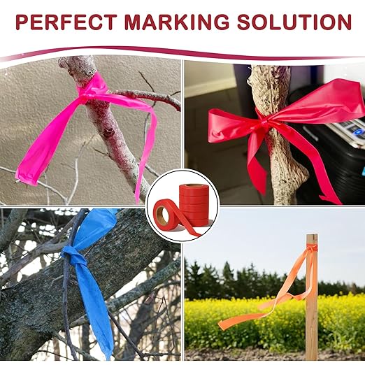 GEYYANG Flagging Tape,3.35 Mil Thick,8 Assorted Colors,1-3/16" x 98ft(Total 787ft) - Neon Marking Tape for Survey Boundaries, Trees and Hazardous Areas - Weatherproof and Fade-Resistant