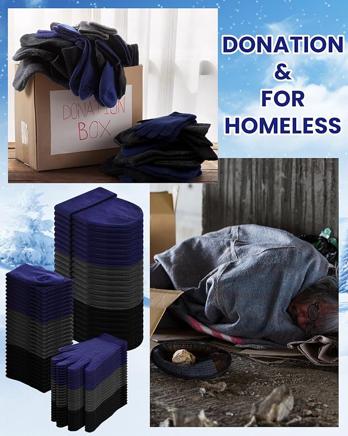 Suhine 150 Pcs Bulk Homeless Supplies Winter Beanies Gloves Socks Set Warm Care Package Homeless Kits for Cold Weather Items