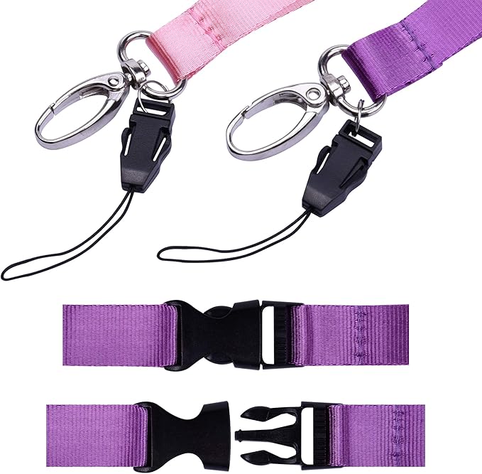 Cruise Lanyard Badge Holder, Wisdompro Vertical 2-Sided 2 Card Slot Waterproof Clear PVC ID Tag Holder with Ziplock and 20.8’’ Heavy Duty Detachable Neck Strap - 2 Set, Pink/Purple