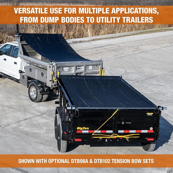 Buyers Products DTR6016 Aluminum Tarp System with Mesh Tarp, 6 x 16 Feet – Dump Body Tarp Kit, Heavy Duty Double-Stitched Hems, Brass Grommets, Telescoping Roller, Complete Hardware Included