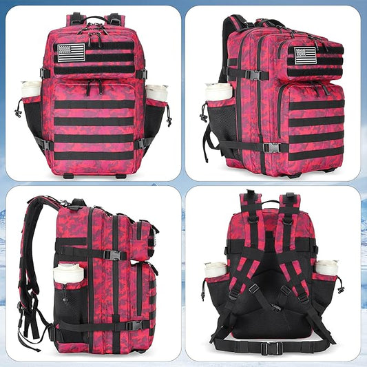 45L Tactical Assault Backpack 3 day assault pack with Molle Waterproof backpack Rucksack for Tactical Backpacks (Red CP)