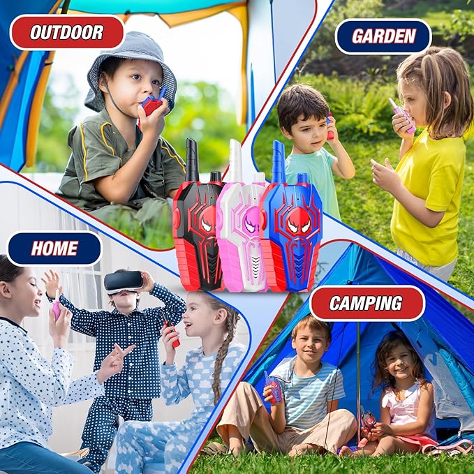 Walkie Talkies for Kids Boys: 3 Pack Kids Walkie Talkies Toys Gifts for 3 4 5 6 7 8 9 10 Year Old Girls Boys Family Hiking Camping Outdoor Toys for Kids Two Way Radio Boy Girl Gift Age 3-12