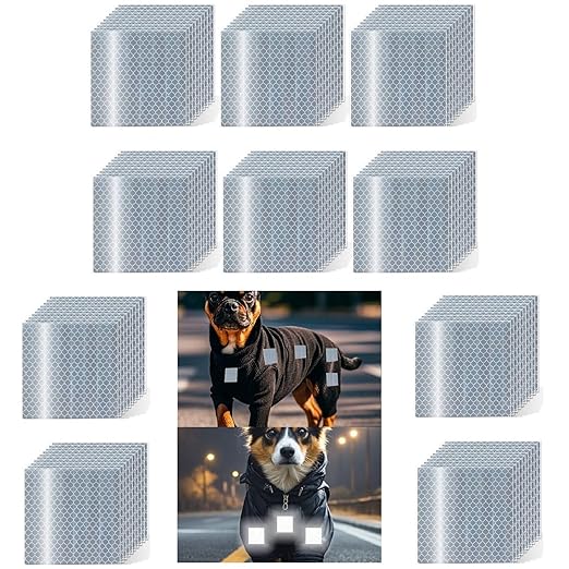 Non Fading White Reflective Stickers 4 inch X 4 inch, Outdoor Waterproof High Visibility Warning Safety Adhesive Reflector Tape (100 Pcs)