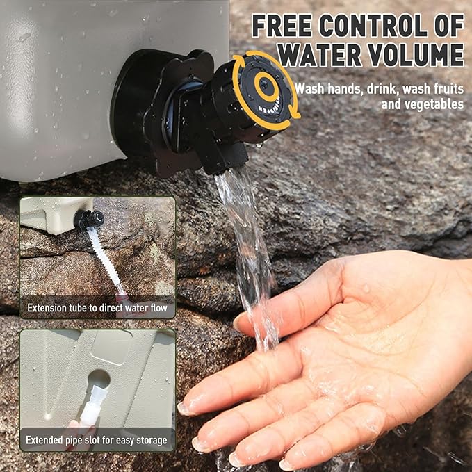 3.2 Gallon Water Jug,Camping Water Container with Spigot,BPA-Free with Cleaning,Brush Military Green Tank Portable,Suitable for Outdoor Camping and Hiking,Grey