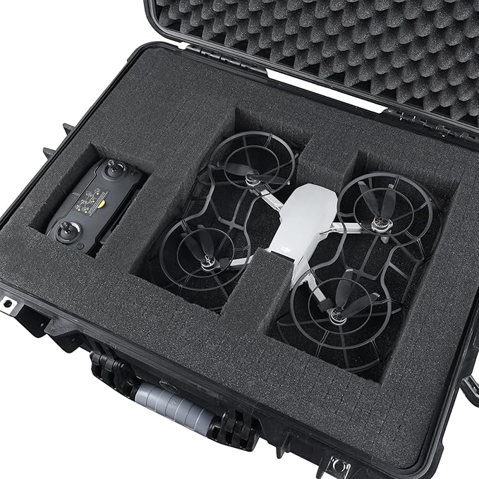 MEIJIA Portable All Weather Waterproof Protective Hard Case,Compact Camera Case with Customizable Fit Foam,Fit Use of Drones,Camera,Equipments, Elegant Black,20.62 x16.85x8.11inches