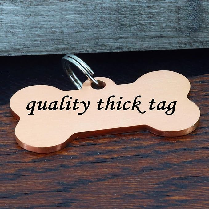 Ultra Joys Personalized Dog Tags for Pets - Durable Stainless Steel Customizable Dog Cat ID Tags - Dog Tags for Safety Optional Engraved on Both Sides -Bone Shape Dog Tag Small Size, Rose Gold