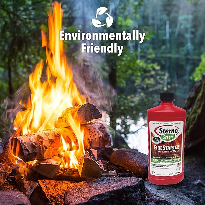 Sterno Fire Starter, Ethanol - Firestarter Instant Flame Gel - Ultra-Concentrated Fuel for Camp Fire or Fireplace - All-Weather Ethanol Burner for Indoor & Outdoor - 16 Oz Each, Pack of 3 Bottles