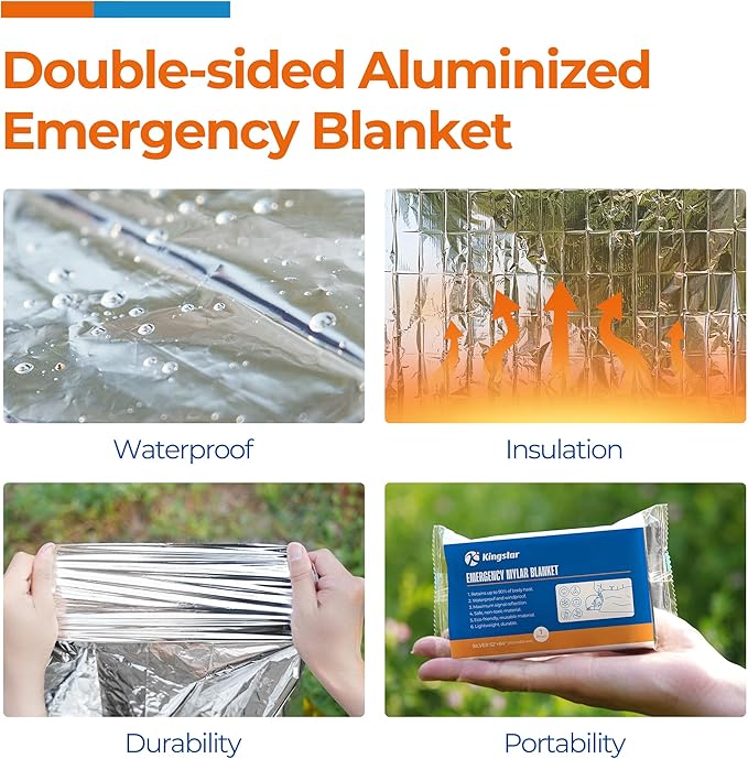 Emergency Blanket 100-Pack, 84" L x 52" W, Bulk Supply for Homeless Outreach, Mylar Blankets Retain 90% Body Heat, Perfect for Building Winter Survival Kits & Community Care Packages