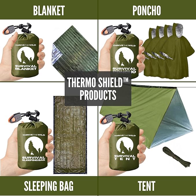 New ThermoShield™ Technology – Ultimate 2-Person Ultralight Mylar Survival Tent with Reinforced Paracord & Emergency Whistle • All-Weather Protection for Hiking, Camping & Survival Kits