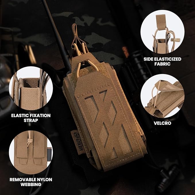 EXCELLENT ELITE SPANKER Tactical Universal Radio Holster Holder Molle Radio Pouch Adjustable for Duty Belt,Vest for Two Ways Walkie Talkie