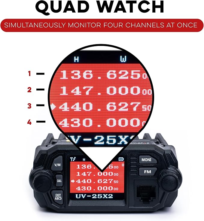 BTECH UV-25X2 (Second Gen.) Mini Mobile 25 Watt Dual Band Base, Mobile Radio: VHF, UHF Amateur (Ham)