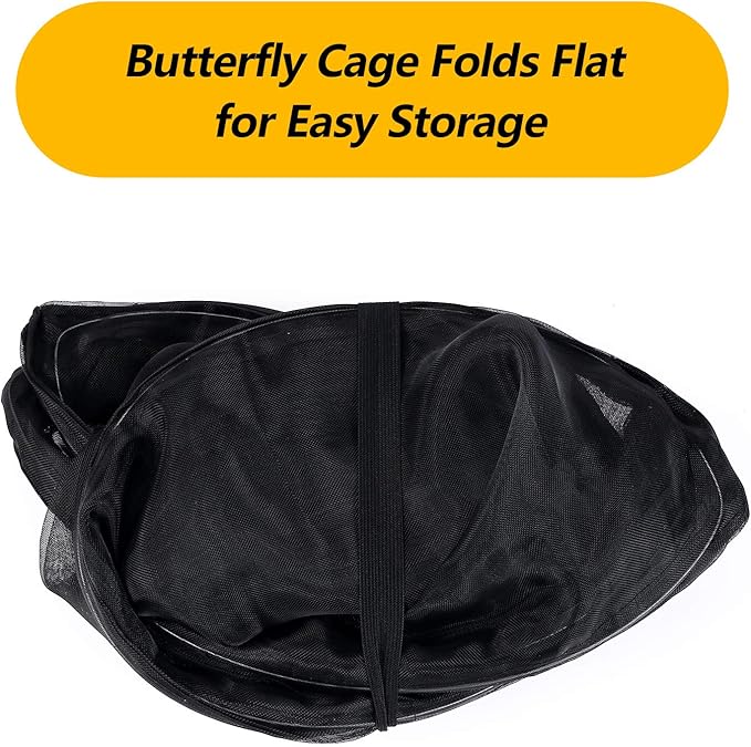 30" Heavy Duty Monarch Butterfly Habitat, Outdoor Collapsible Insect Mesh Cage Terrarium Pop-up with Zipper Protection