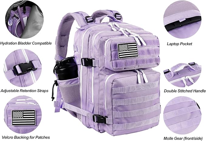 LHI Tactical Military Backpack for Men and Women 25L/35L Army Assault Pack Bag Small Rucksack with Bottle Holder
