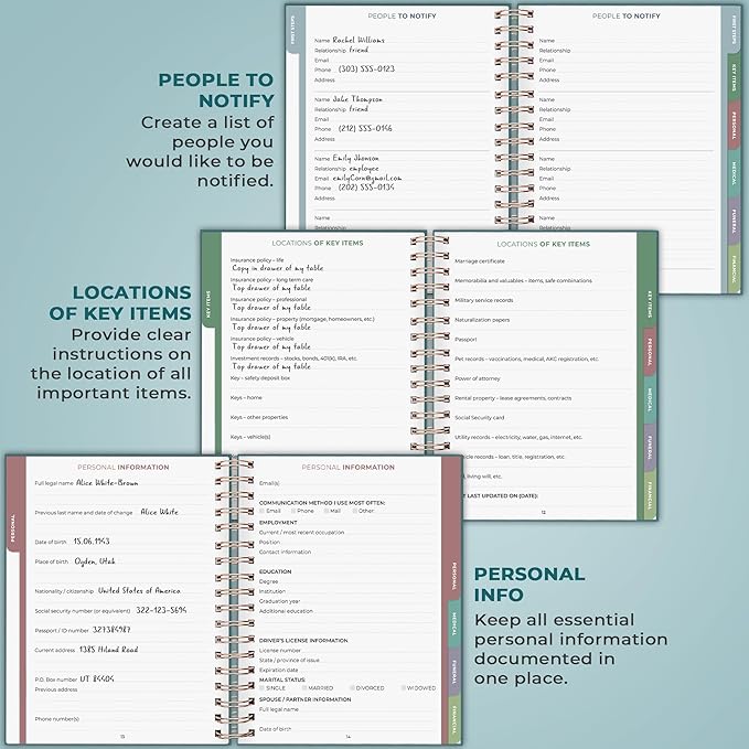 Clever Fox When I Die Planner With Pockets for Documents – End-of-Life Organizer Binder for Important Personal Info & Final Wishes (Dark Teal)