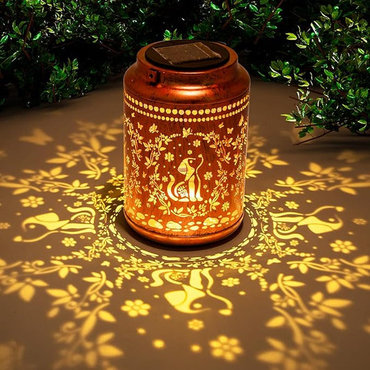 YISITEONE Dog Outdoor Solar Lanterns, Garden Waterproof Metal Hanging Decor Lights for Patio Yard Pathway Lawn Front Porch, Birthday Gardening Dog Lovers Gifts for Women Mom Grandma