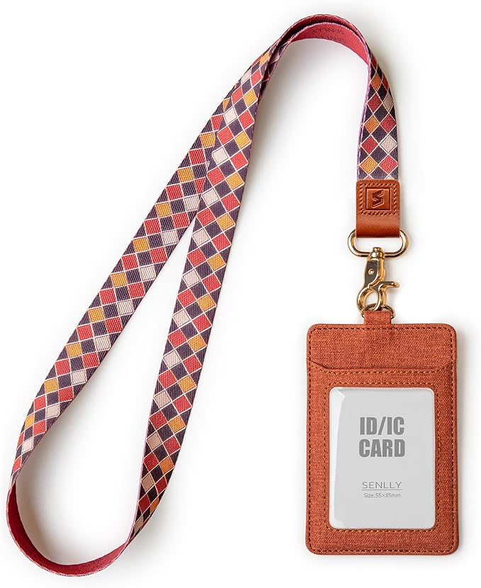 SENLLY ID Badge Holder Gift with Cute Neck Lanyard Strap, 2 Card Slots and 1 Clear ID Window, for Women and Men