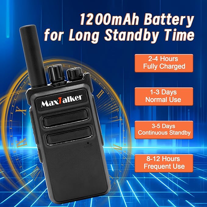 MT-5X Walkie Talkies Long Range for Adults, 2 Way Radio with Conduit Earpiece, Radios Walkie Talkies with Rechargeable Type-C Charging Battery, Two Way Radio for Family, Camping, School（6 Pack）