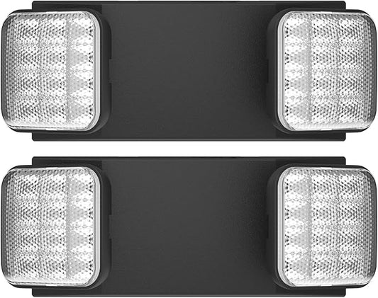 2 Packs Blacks Emergency Lights with Backup Battery,Two Head Adjustable Fire Commercial Emergency Light Fixture-UL Listed-120/277VAC-Led Emergency Exit Lights Fixtures for Business.
