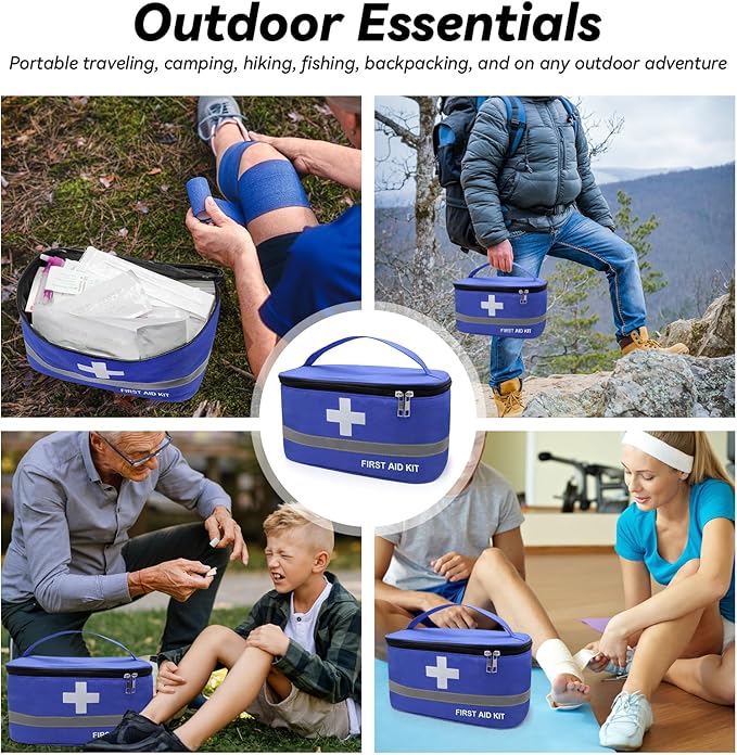 Faylapa Empty First Aid Bag for Home Outdoor Travel Car Camping Hiking, 10.2x5.5x5.5 inches Storage Bag Bag Portable Pouch