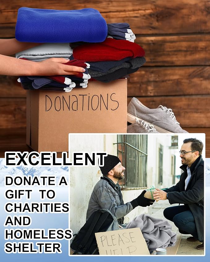 Panitay 150 Pcs Homeless Care Package Supplies Bulk Hats Gloves Fleece Blankets for Men Women Homeless Donating Supplies