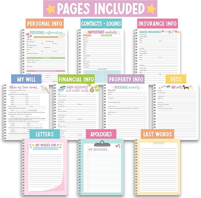 End of Life Planner Organizer Binder - When I Die Book Planners, Death Book Planner Organizer, Death Planning Organizers, Emergency File Notebook, Funeral Planning Books, Designed in USA