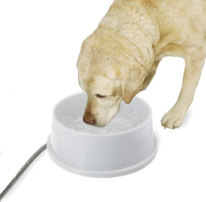 K&H Pet Products Thermal-Bowl Heated Water Bowl for Cats & Dogs Outside, Safety Listed Outdoor Heated Dog Dish for Pets, Automatic No Freeze, Anti Chew Cord - 1.5 Gallons Granite 25W