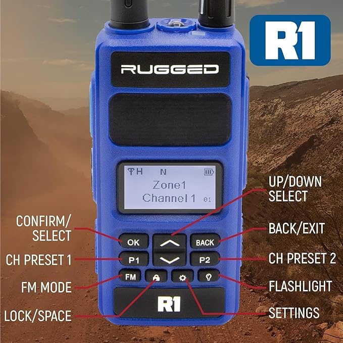 Rugged Radios 2-Pack Two Way Handheld Radio Walkie Talkie for Business Schools Churches Construction - Features Long Range Dual Band VHF UHF and Rechargeable Battery