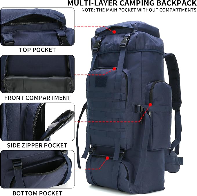 Hiking Backpack for Men 70L/100L Camping Backpack Military Rucksack Molle 3 Days Assault Pack for Climbing