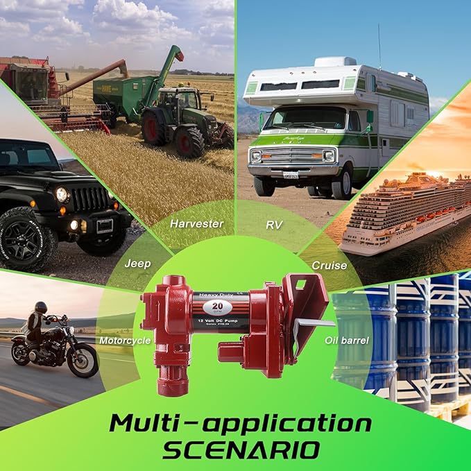 12V Fuel Transfer Pump w/Manual Nozzle, 20 GPM High Flow DC Diesel Transfer Pump, Gas Heavy Duty Transfer Pump with Filter for Gasoline, Diesel, Kerosene, Biodiesel and More