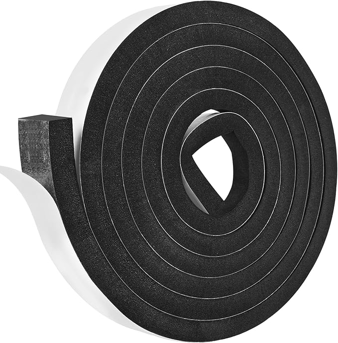 Self Adhesive Foam Tape Weatherstrip 2In x 1In x 6.5Ft High Density Foam Insulation Strips Foam Seal Weather Stripping with Strong Adhesive for Door and Window Sound Isolation Soundproofing