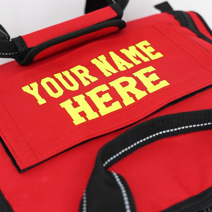 Lightning X Custom Embroidered Trauma Kit & Large EMT Bag w/ 250+ First Aid Supplies & Customized Name Patch | Red