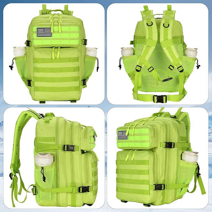 45L Tactical Assault Backpack 3 day assault pack with Molle Waterproof backpack Rucksack for Tactical Backpacks (Fluorescent Green)