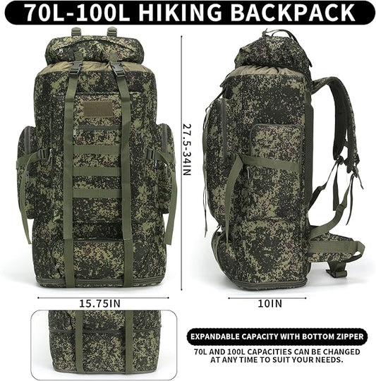 Hiking Backpack for Men 70L/100L Camping Backpack Military Rucksack Molle 3 Days Assault Pack for Climbing