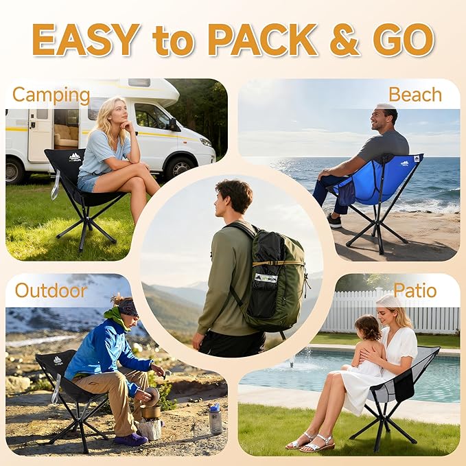 Ultra-Lightweight Backpacking Chair — Compact Folding Design, Quick-Deploy Telescopic Frame, Stable Aluminum Construction, Portable Camp Chair for Hiking, Travel & Backpacking