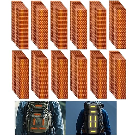 Orange Reflective Stickers 1 inch X 4 inch, Outdoor Waterproof High Visibility Warning Safety Adhesive Reflector Tape (120 Pcs)