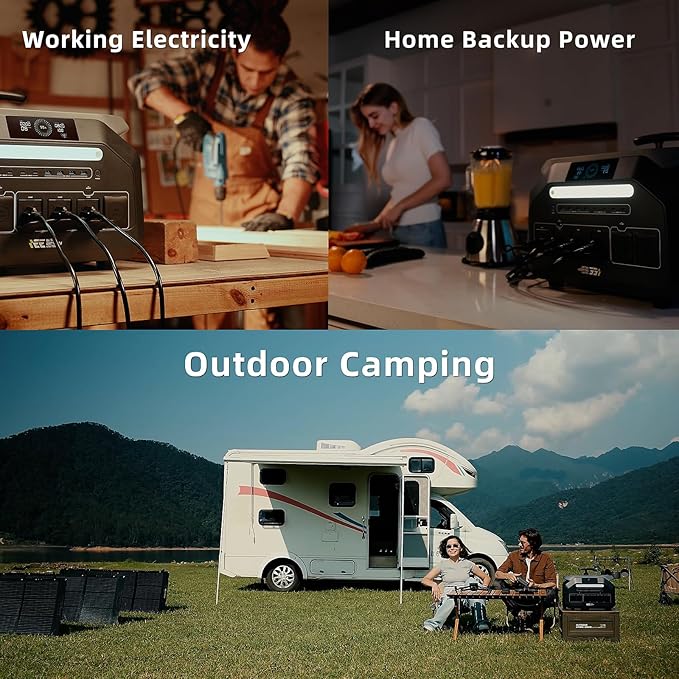 IEE 3200W Portable Power Station P3200 with 400W Solar Panel, 2048Wh Solar Generator, 1800W AC Charging, AC Outlets x 4, LiFePO4 Battery Power Station for Home Backup, Camping, RV, Emergency