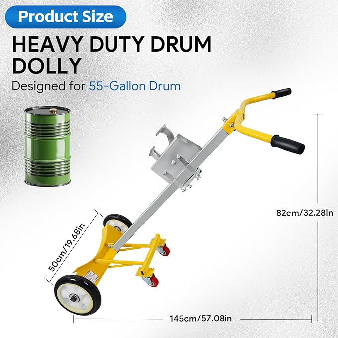 55 Gallon Drum Dolly, Upgraded Heavy-Duty Bucket Dolly with Wheels, 1200lbs Steel Barrel Drum Dollies for Garages Warehouse Workshopp