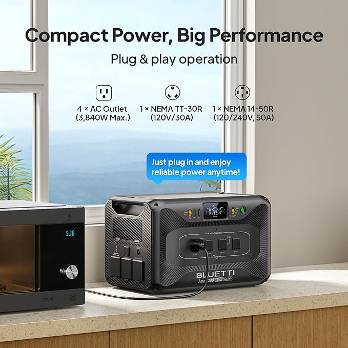 BLUETTI Apex 300 Solar Generator & 2 B300K, 8294.4Wh LFP Battery Backup with 6 3840W AC Outlets (7680W Surge), 120V/240V Dual Voltage Output, Modular Power for Home, RV and Emergencies