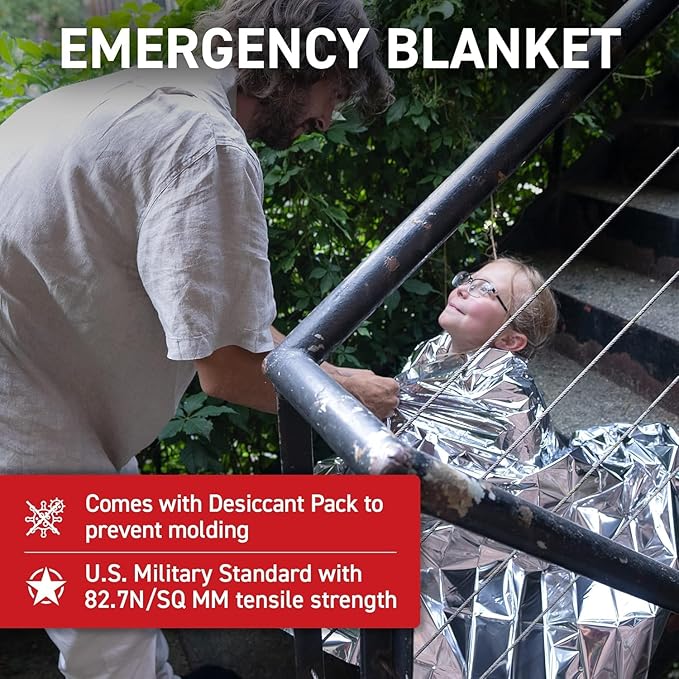 Earthquake Kit - 72 HRS Essential Emergency Survival Kit, Heavy Duty 72 Hour Bug Out Bag Survival Kit for Earthquake, Hurricane, Tsunami - Include Emergency First Aid Kit, Water, Food (Black 4P)