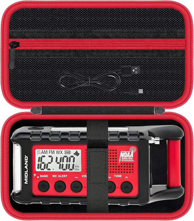 Hard EVA Protective Case for Midland ER310/ER210/ER50/ER40 Emergency Crank Weather Radio - Shockproof Travel Storage Box with Carrying Handle (Case Only)