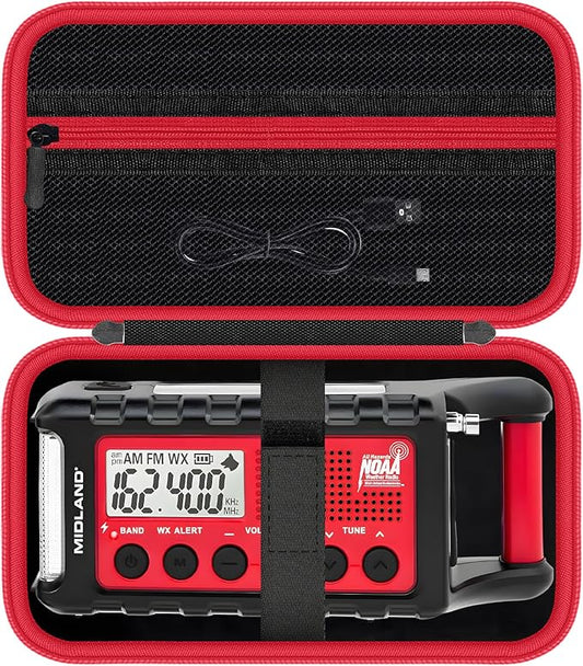 Hard EVA Protective Case for Midland ER310/ER210/ER50/ER40 Emergency Crank Weather Radio - Shockproof Travel Storage Box with Carrying Handle (Case Only)