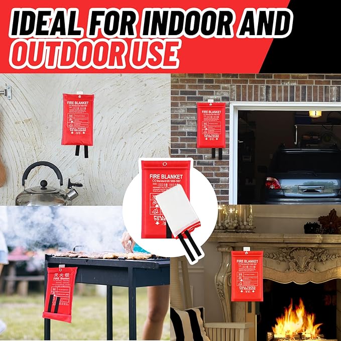 10 Pack Bulk Emergency Fire Blankets for Home and Kitchen with Fireproof Gloves & Hooks Safety Flame Suppression Fire Extinguisher for Camping House Warehouse Car 39.4"x39.4", Housewarming Gifts