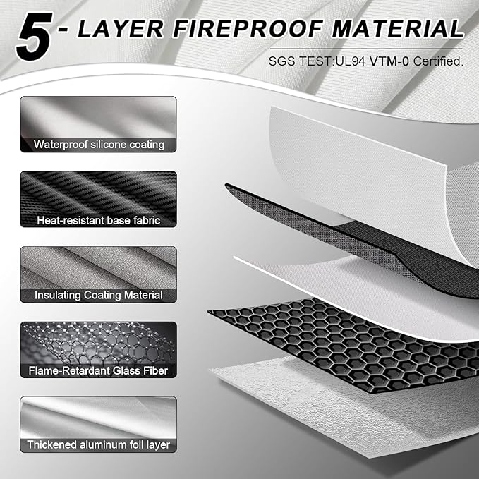 Fireproof Document Bag 14.5"X11"X2.5" Fireproof Money Bag for Cash With Lock and Zipper,Fire&Waterproof Storage Organizer Pouch for Valuables,Legal Document,Laptop,Passport,(Silver)