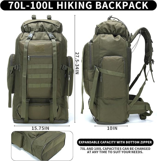 Hiking Backpack for Men 70L/100L Camping Backpack Military Rucksack Molle 3 Days Assault Pack for Climbing