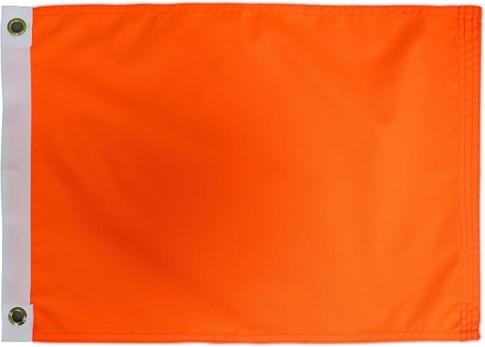 2Pack Orange Safety Flag 12x18 Inch -Longest Lasting Nylon 210D | Four Rows Stitching Fly Ends | Attention Safety Flags Decoration Gift Boat UTV ATV Car Bike Yacht Warning Banner