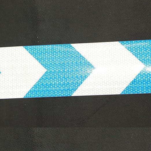 Reflective Tape Blue White 4 Inch x 168 Feet, Outdoor Waterproof High Visibility Adhesive Stickers, Hi-Intensity Safety Strips