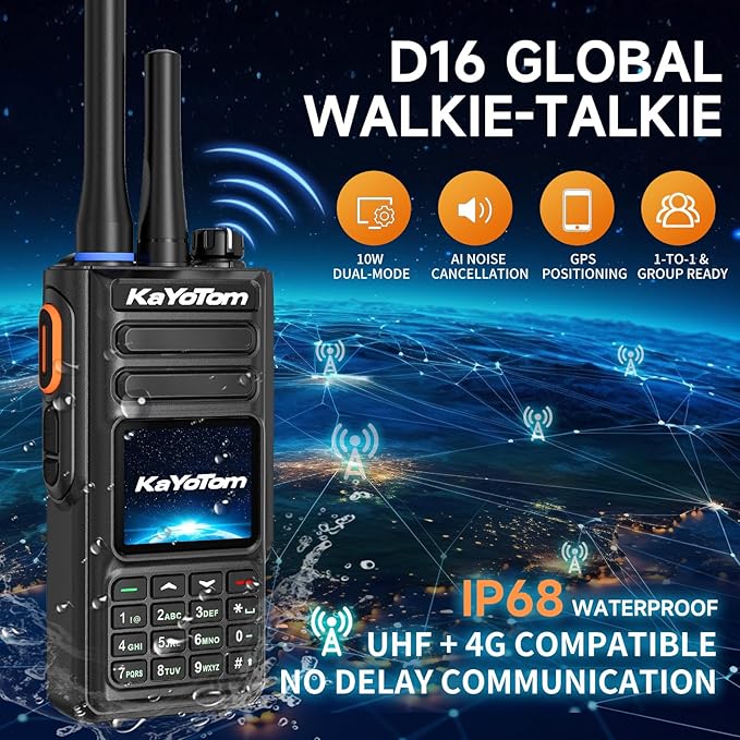 (Lifetime Free) Rapid Dual-Mode Global Unlimited Range Walkie Talkies Long Range Two Way Radio with 4G LTE PoC & UHF PTT, Encrypted Calls, IP68 Waterproof for Outdoor, Logistics & Emergency