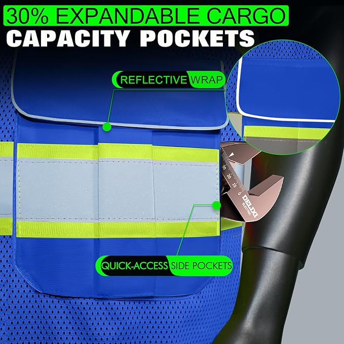 BeautyWill 10 Pack Custom Logo Safety Vest ANSI Class 2 High Visibility Reflective Vest Personalized Construction Vest Bulk